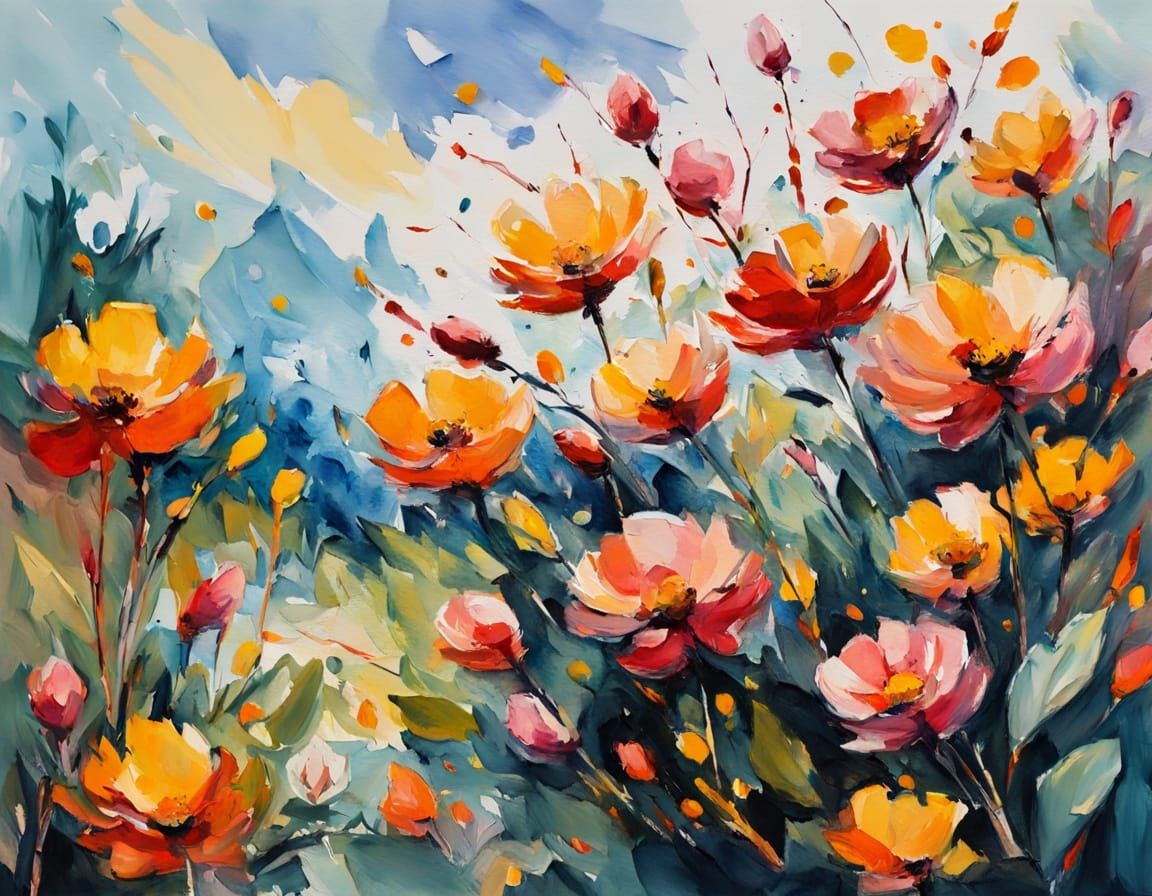 Vibrant Spring Awakening in Expressive Gouache