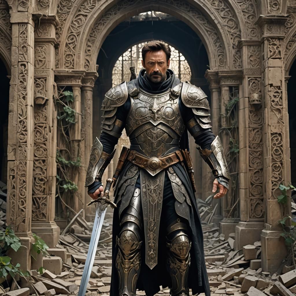 Paladin vs Skeletons in Ruin: A 3D Rendered Battle