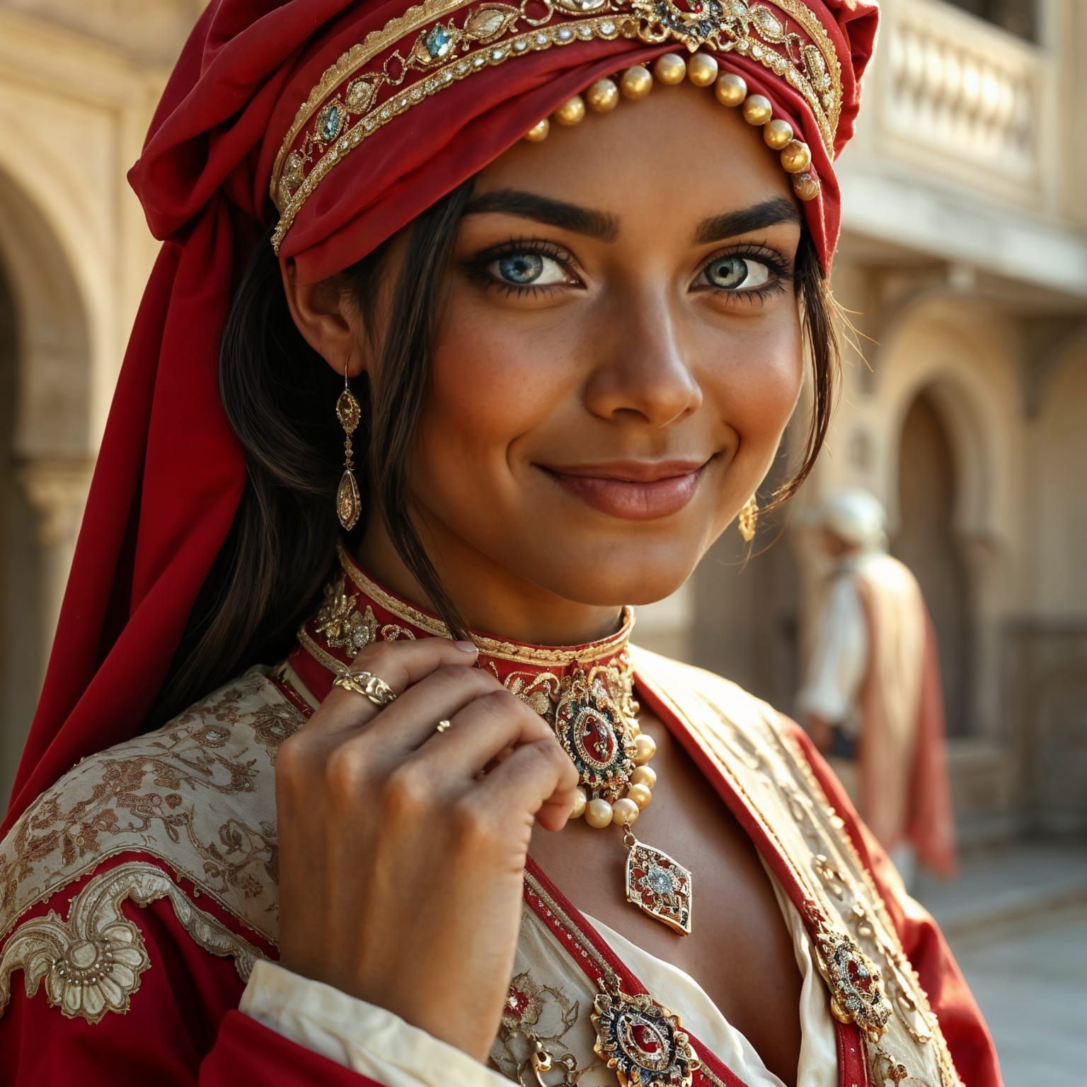 Regal Woman in Arabic Victorian Fantasy Clothing