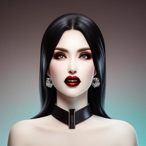 Vampiress Portrait in Digital Oil Painting Style