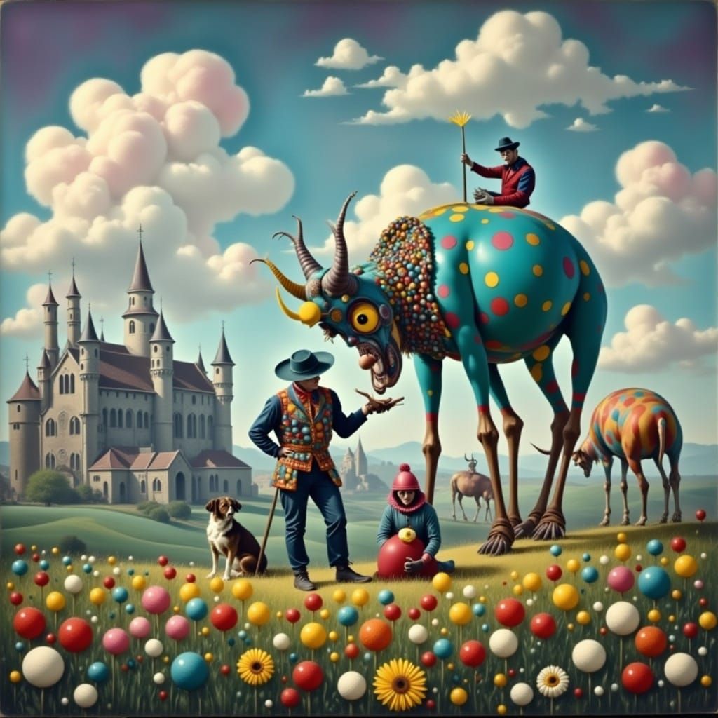 Surreal Farm: A Maximalist Oil Painting