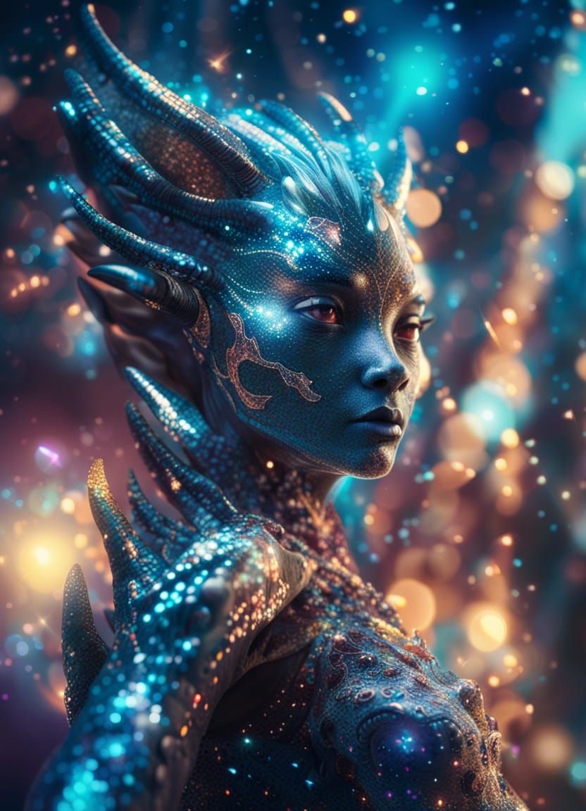 Glittering Alien Beast in Maximalist Style