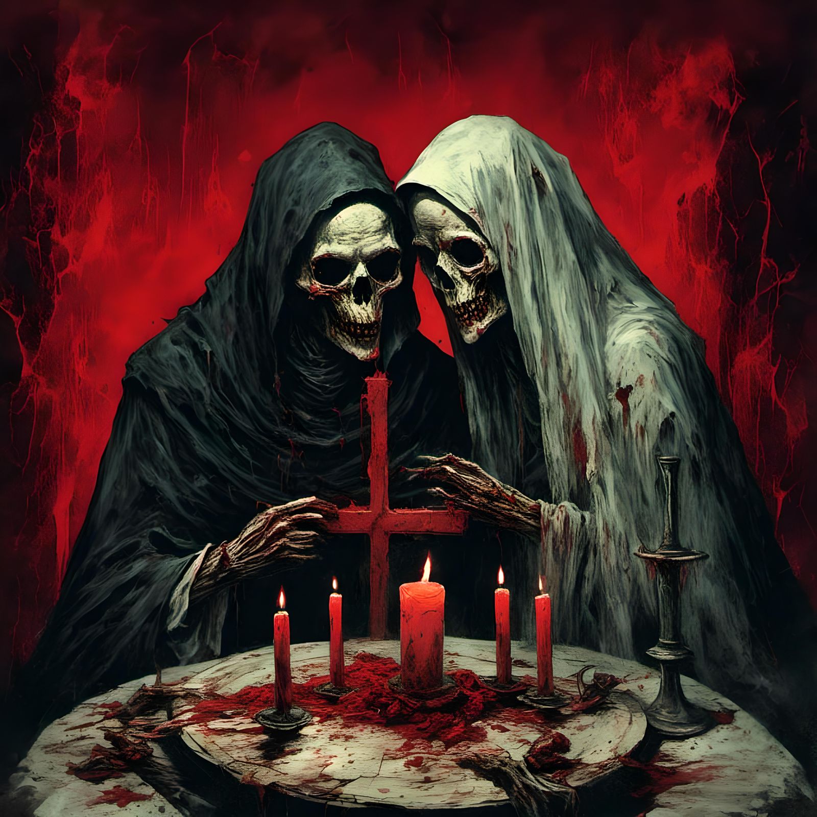 Macabre Zombie Nun Illustration in Creepy Magazine Style