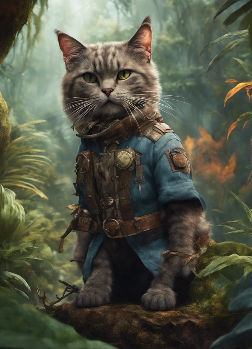 Norwegian Forest Cat in his new hunting garb