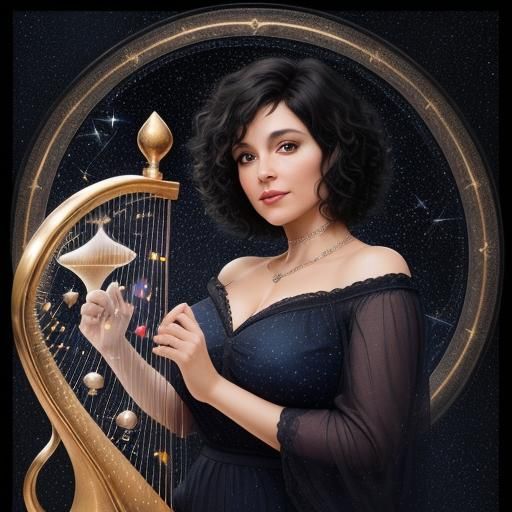 Starry Hourglass: Abstract Art Portrait of Woman