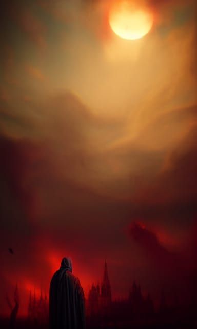Doomsday Procession Under Red Sky, Sinister Photography