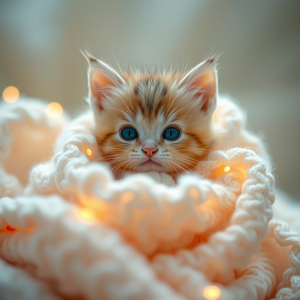 Delicate Kitten in Whimsical Wonderland