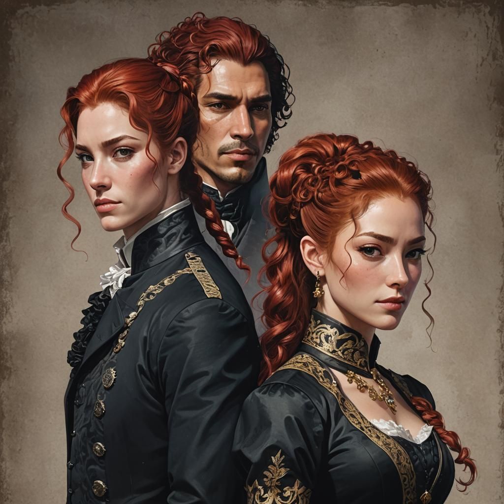 Woman and Man in Regal Clothes: Realistic Artwork