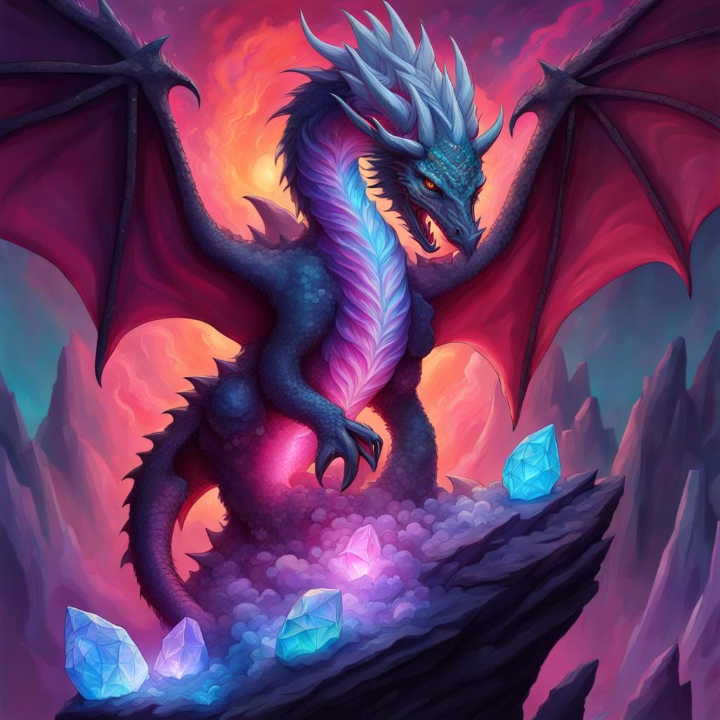 Gemstone Geode Dragon Necromancer in Splash Art Style