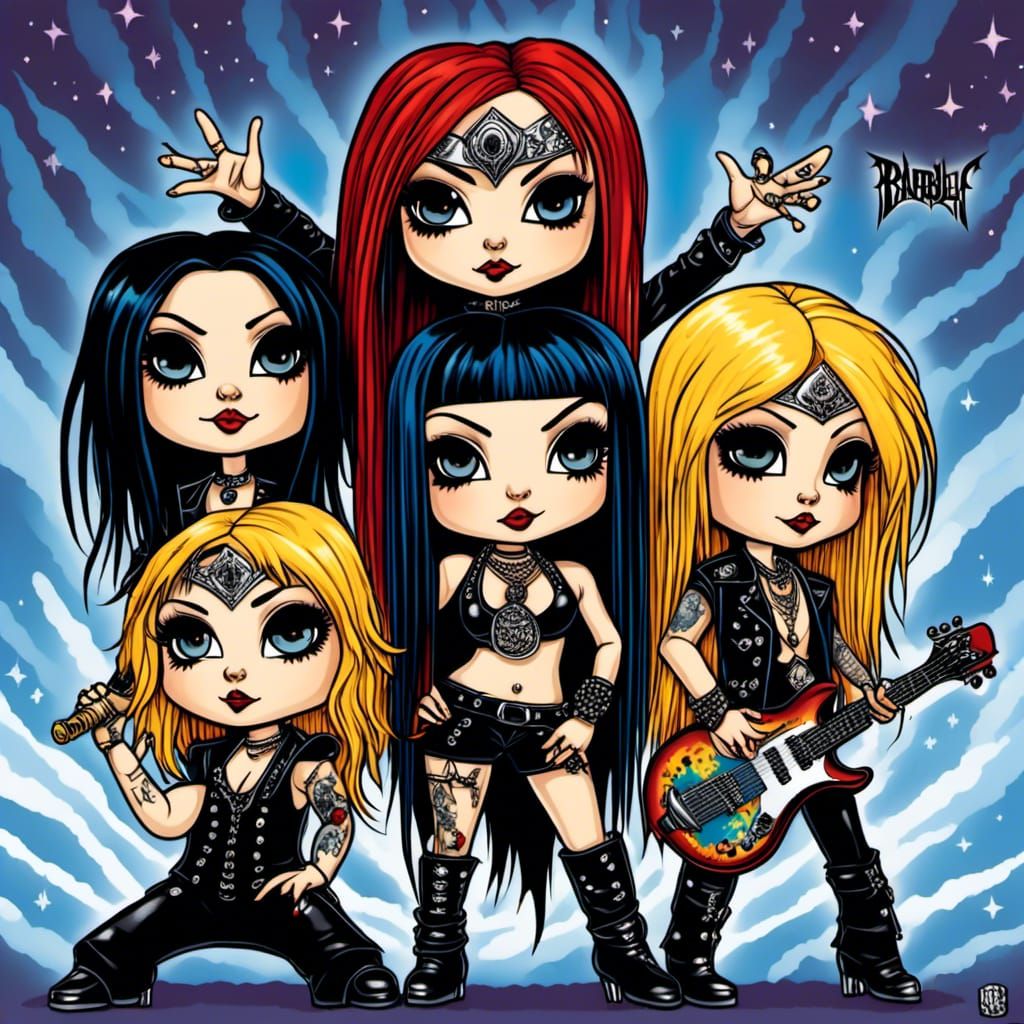 Female Chibi Metal Band in Y2K Style