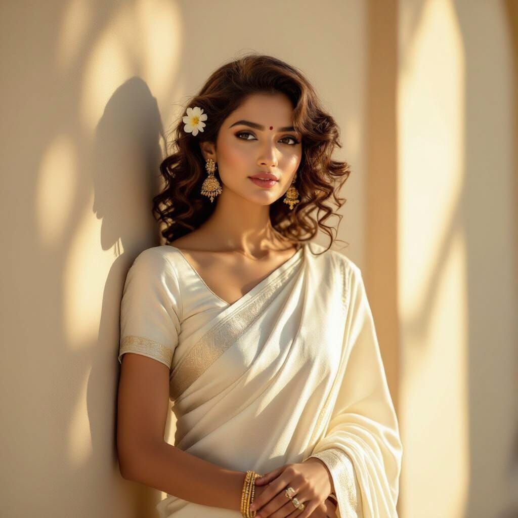 Vintage Saree Portrait with Golden Lighting