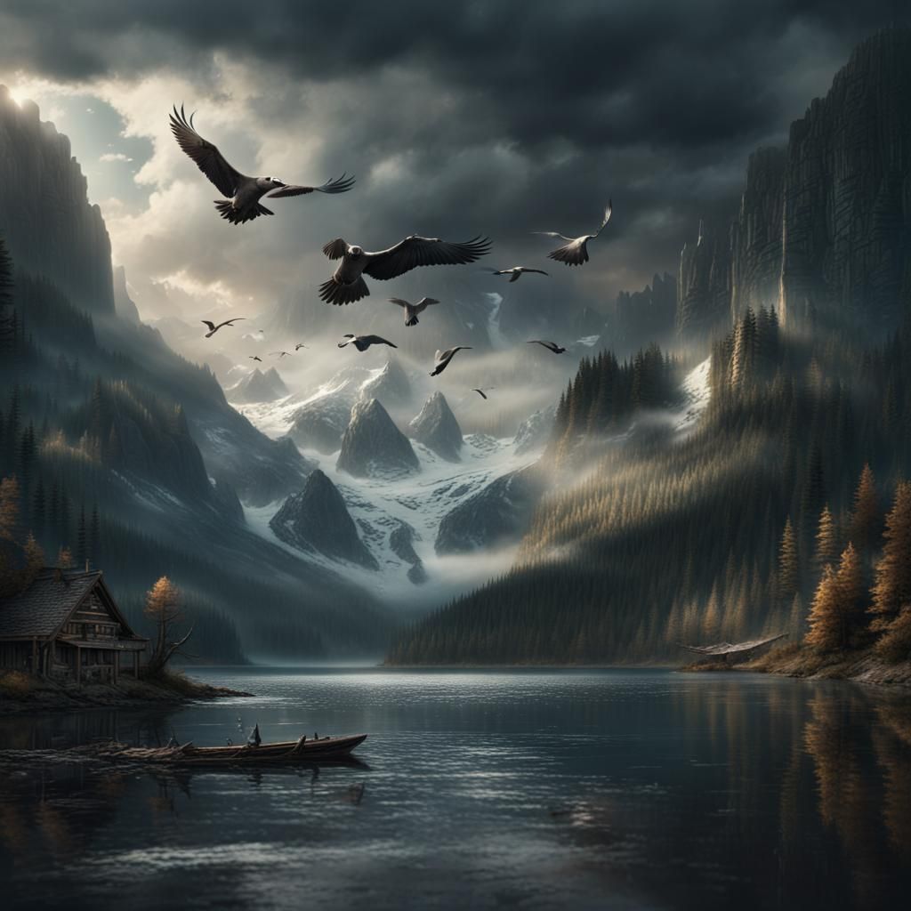 Dramatic Digital Painting: Cry of the Loons