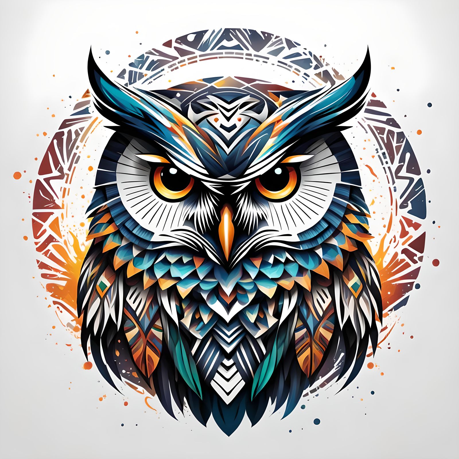 Tribal Owl Logo Design: Vectorized and Detailed
