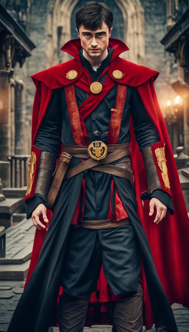 Wizard in Black Robes at Hogwarts Castle