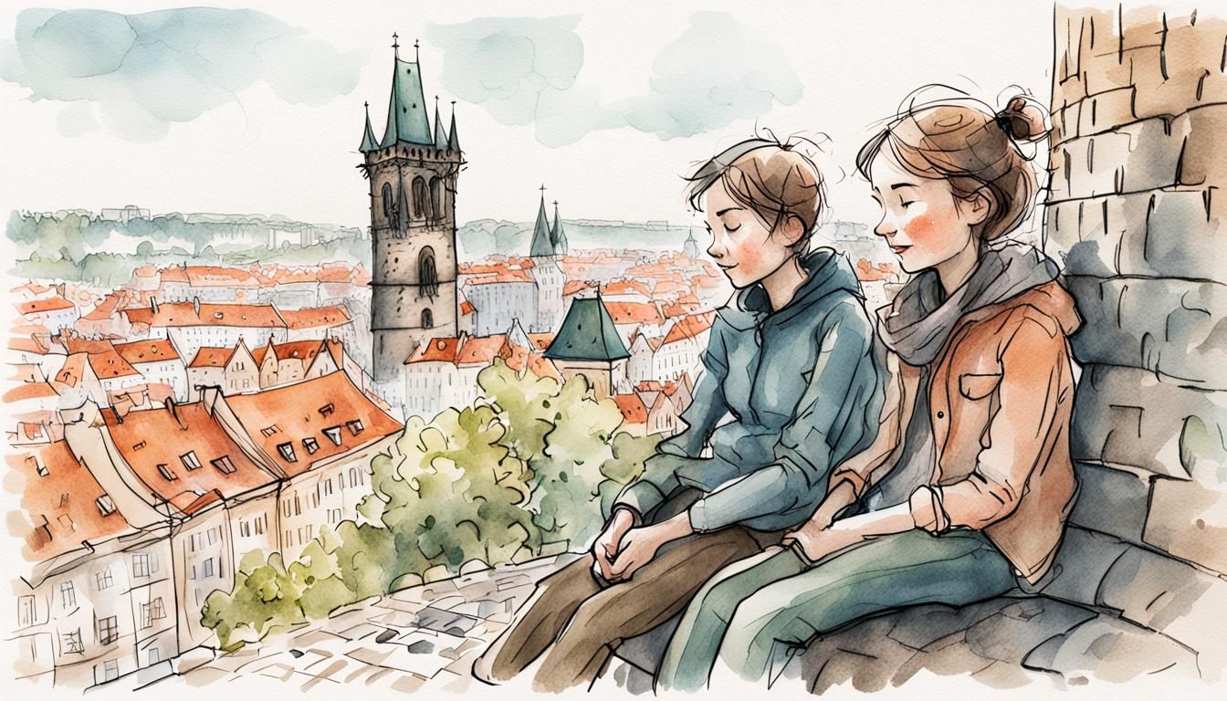 Charming Prague Portrait in Quentin Blake Style
