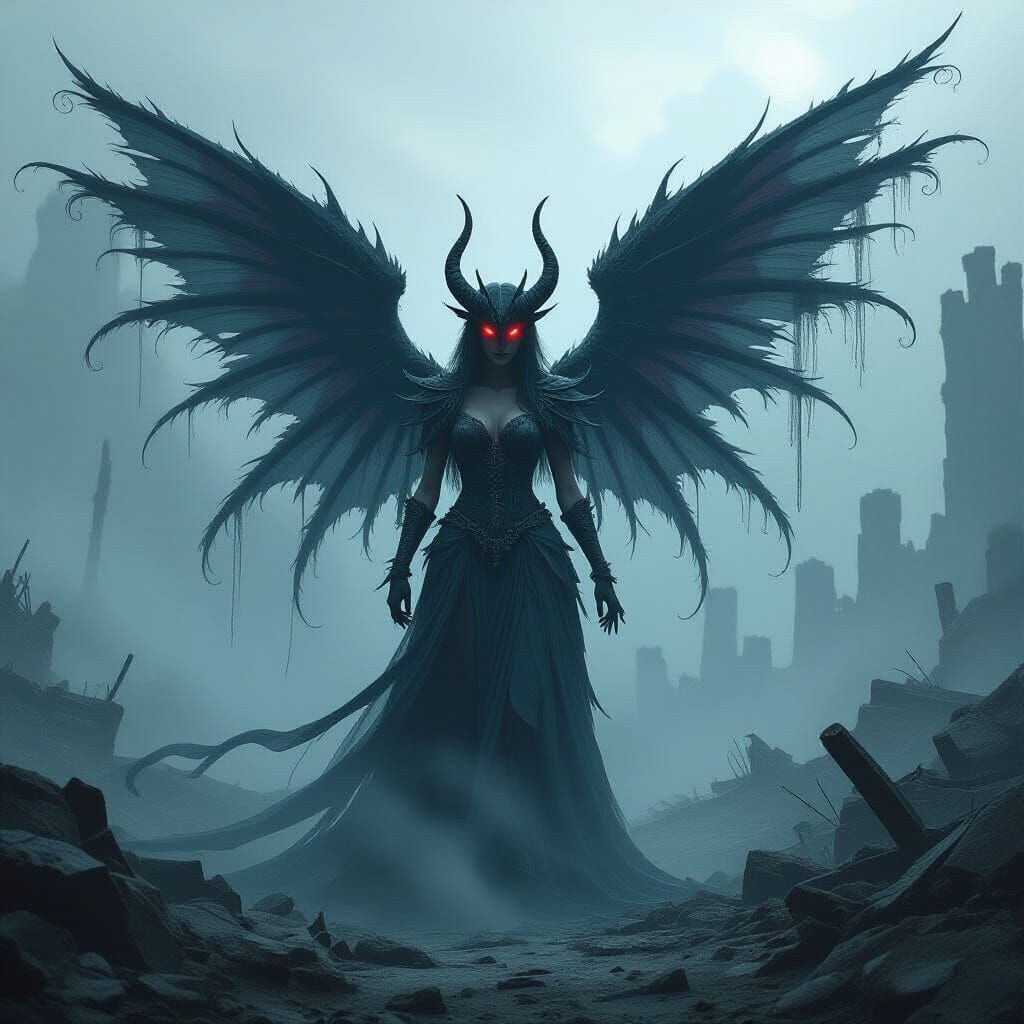 Demonic Kaiju Fairy in Biomechanical Style