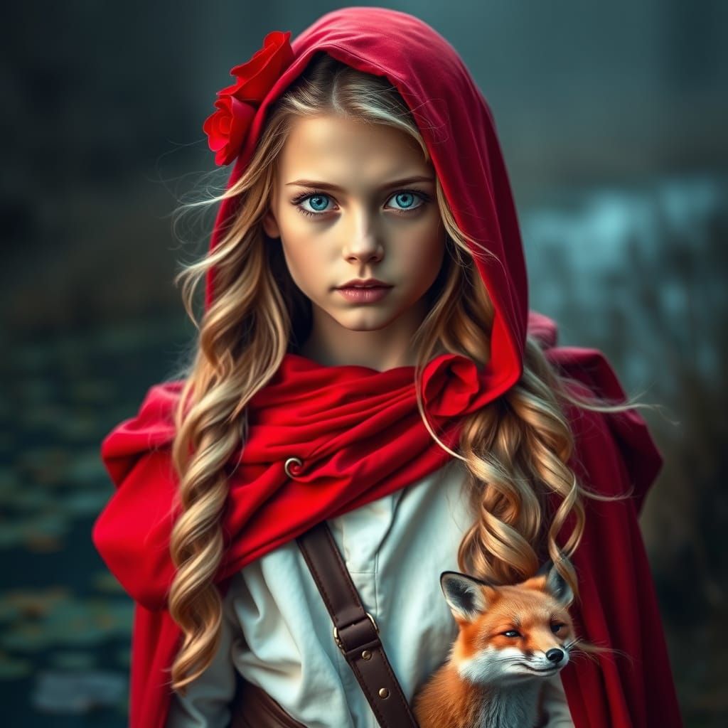 Golden Princess in a Haunting Forest Scene