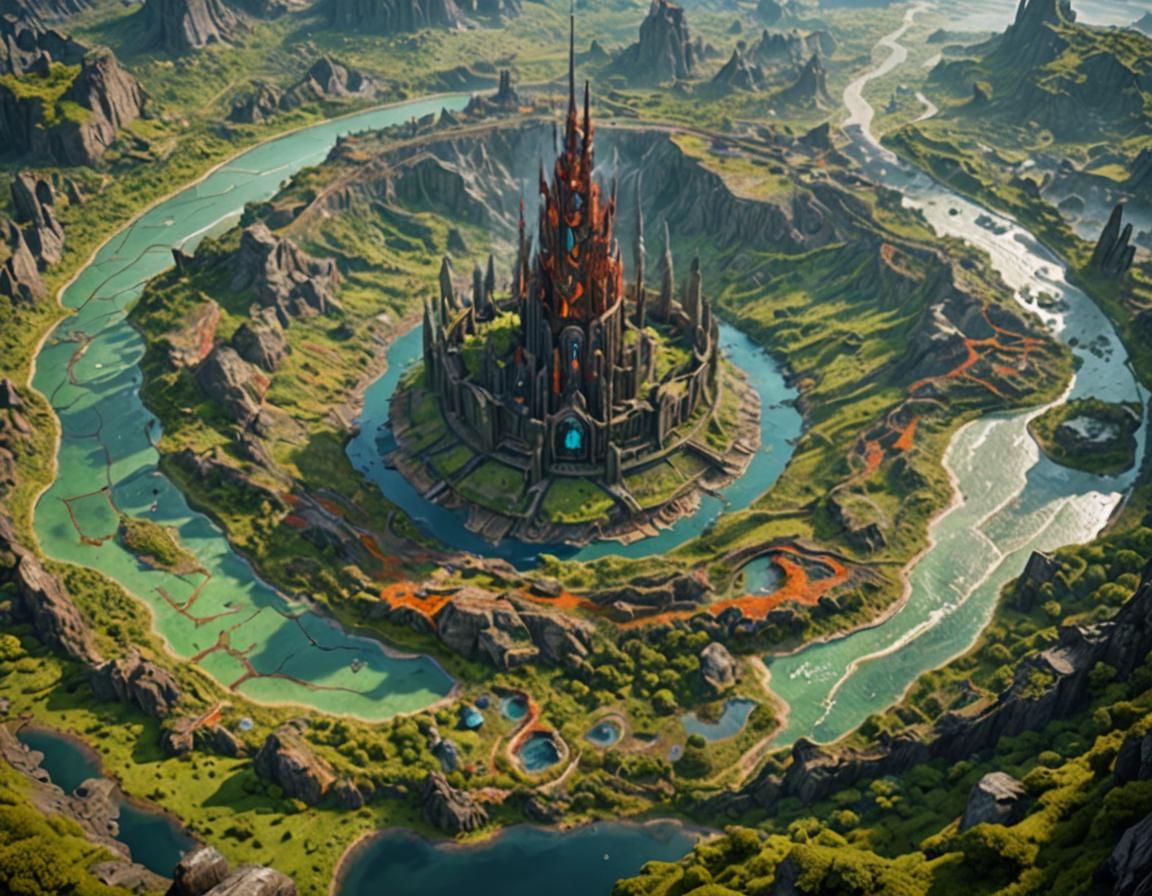 Diverse Biomes Around Crater City: Fantasy Concept Art