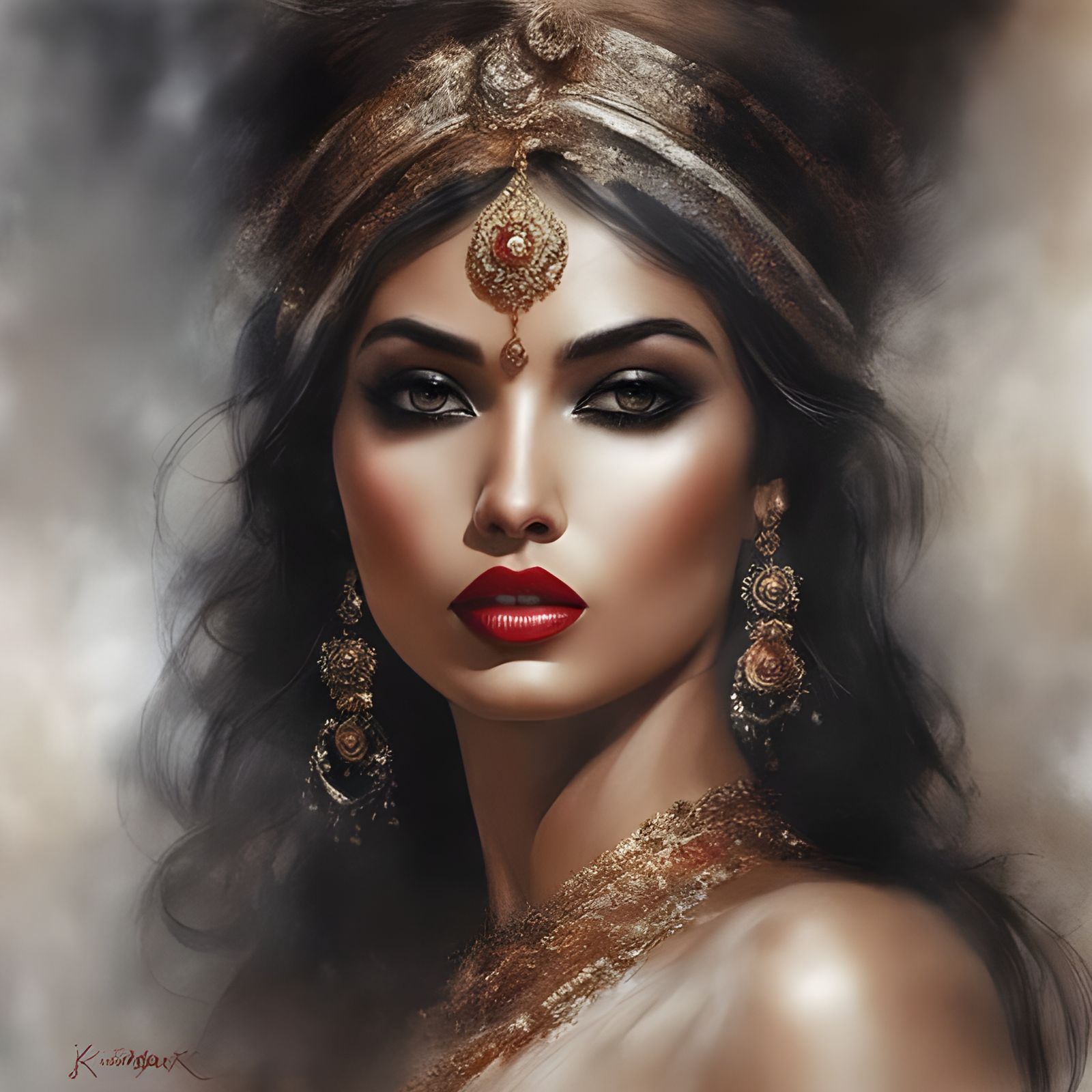 Glamorous Portrait of an Indian Mistress in Lingerie