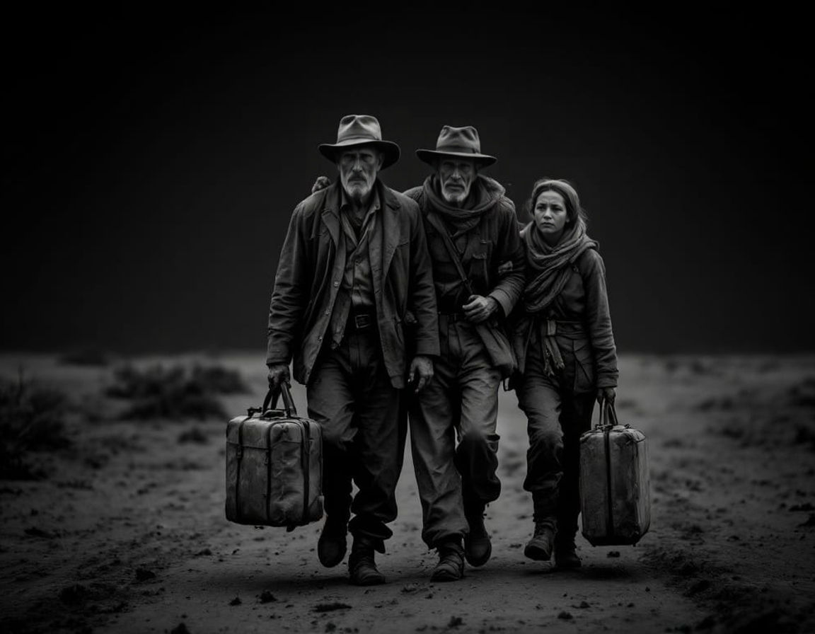 Dust Bowl Refugees in Monochrome Portrait