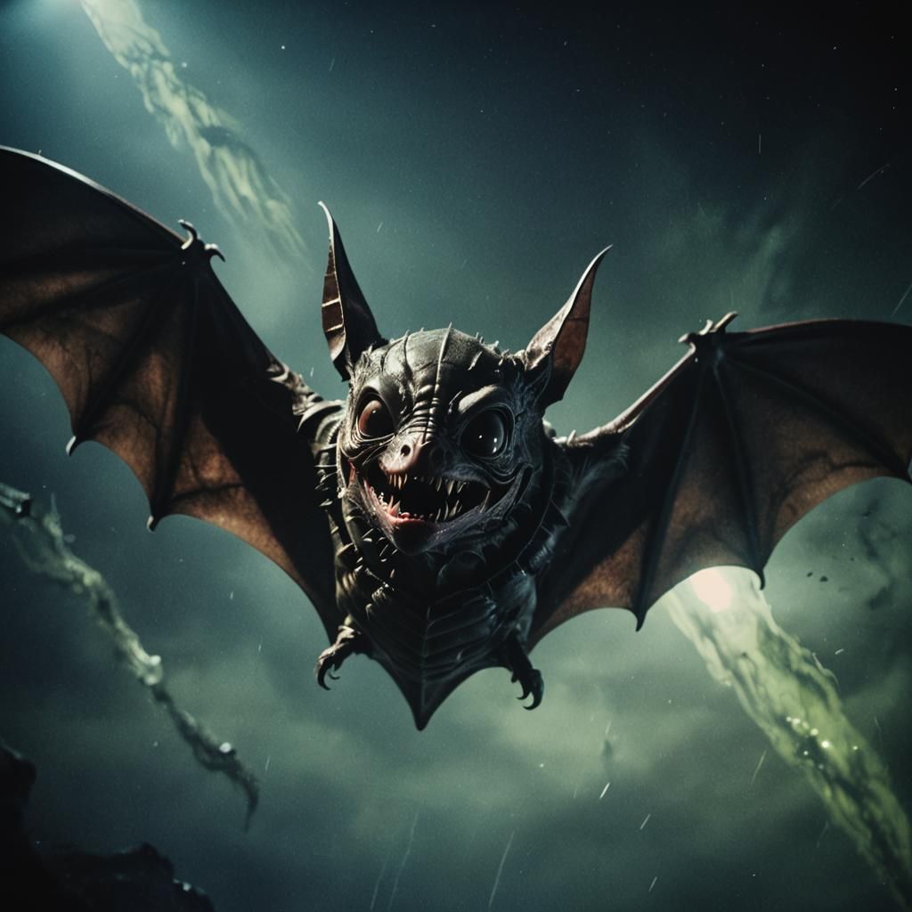 Dramatic Alien Bat in Cinematic Style