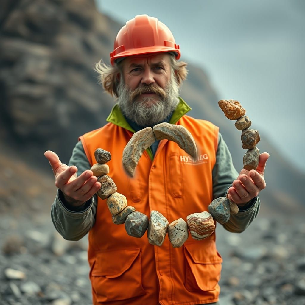 Daring Geologist Masters Rock Juggling in Ethereal Scene