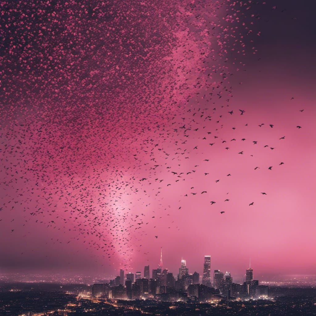 Murmuration Over City: Electronic Album Cover