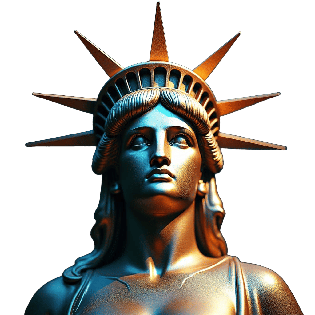Bronze Statue of Liberty Head in Detailed Matte Painting