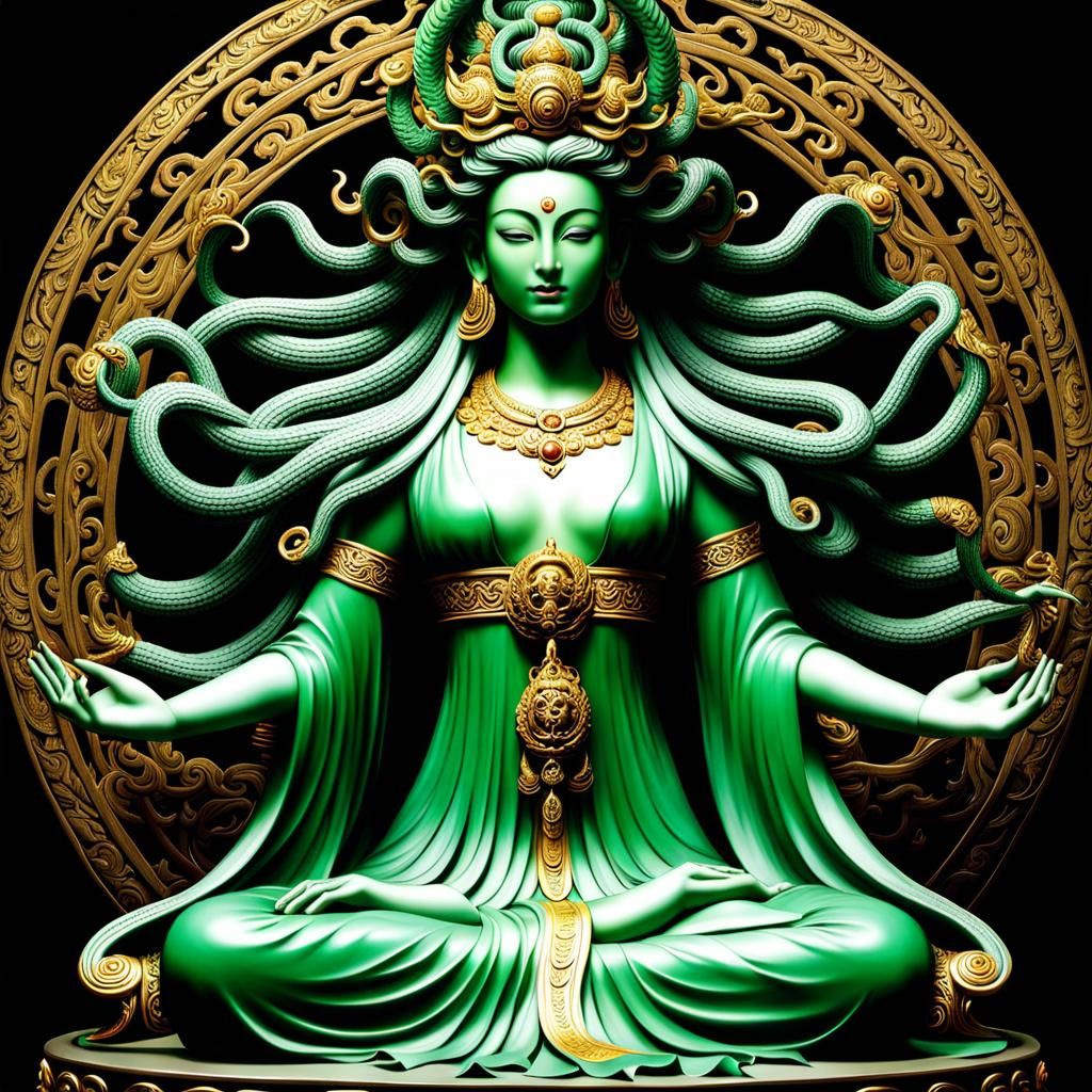 Medusa Guanyin Fusion: A Striking Portrait
