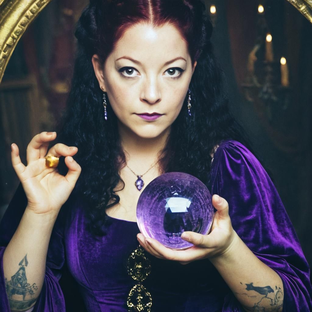 Sorceress with Crystal Ball in Neoclassical Style
