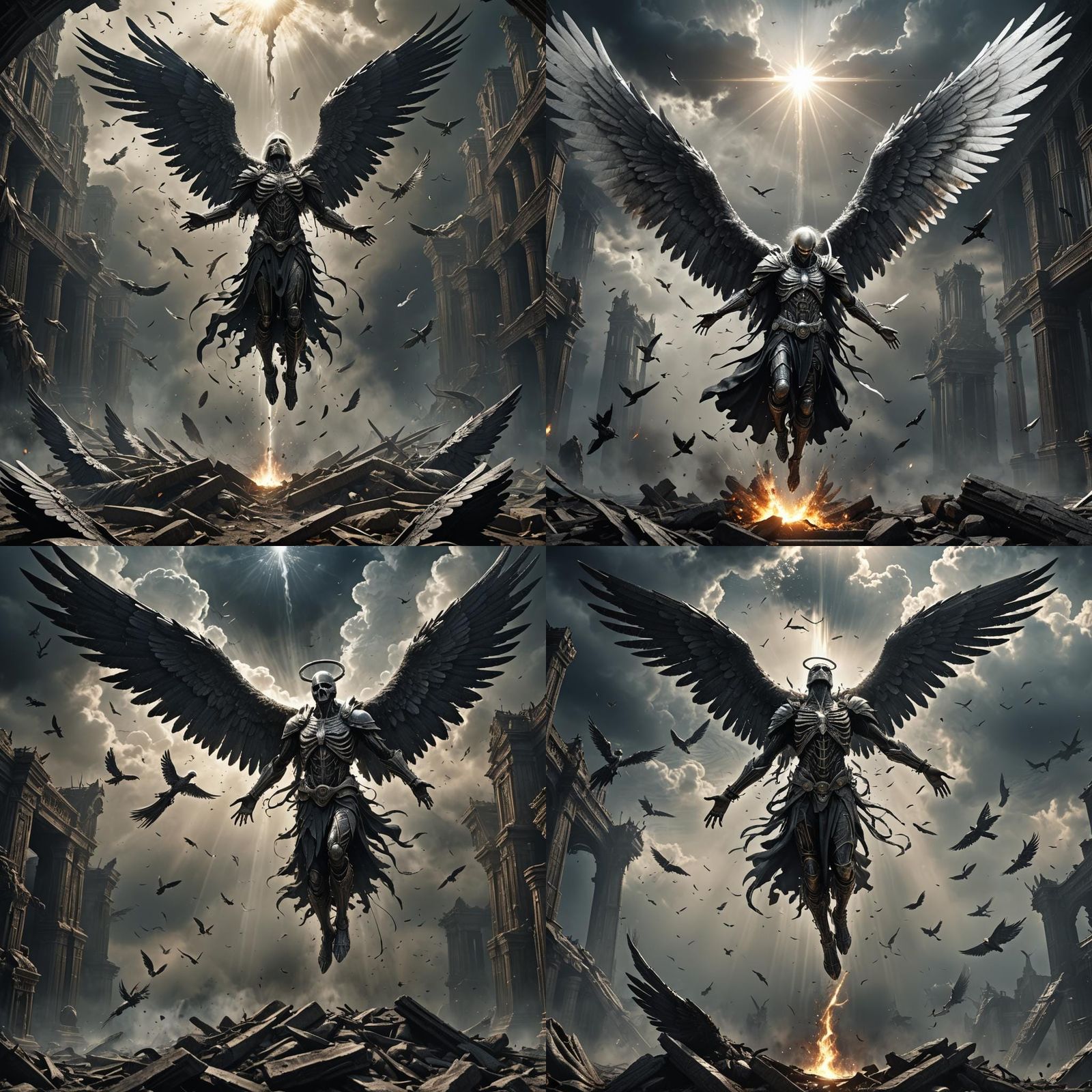 Fallen Angel Descending from Heaven in Renaissance Style