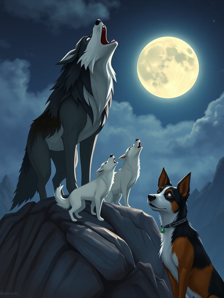 Wolves Howling at Moon, Disney Animation Style