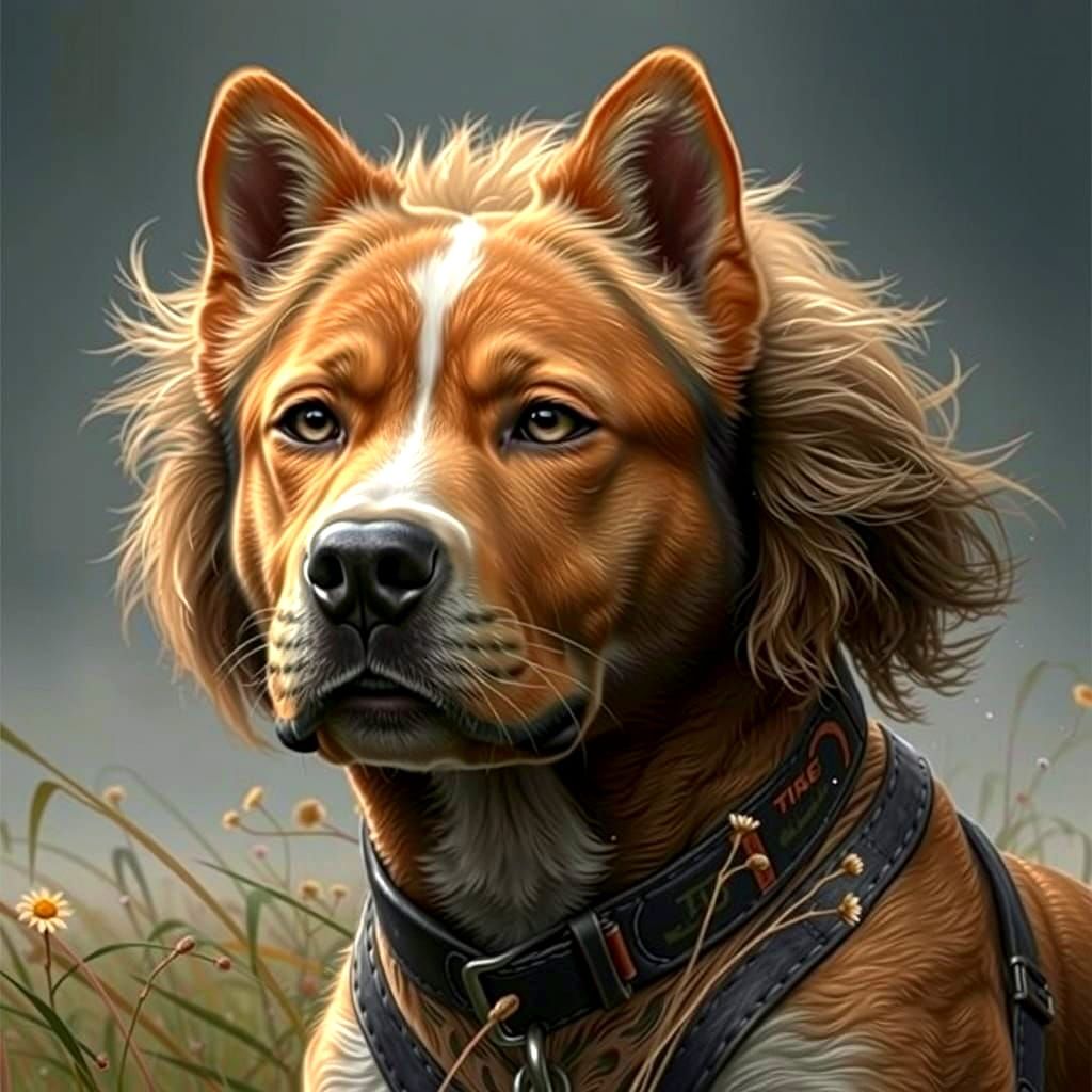 Pit Bull Mix Runs Free in Vibrant Grasslands