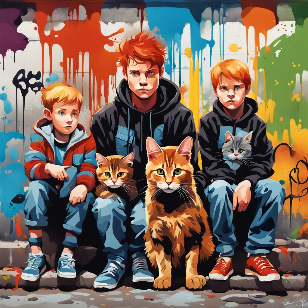 Vibrant Graffiti Art of a Five-Member Family