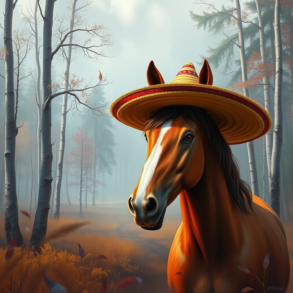 Horse in Sombrero: Earthy Finnish Landscape Art