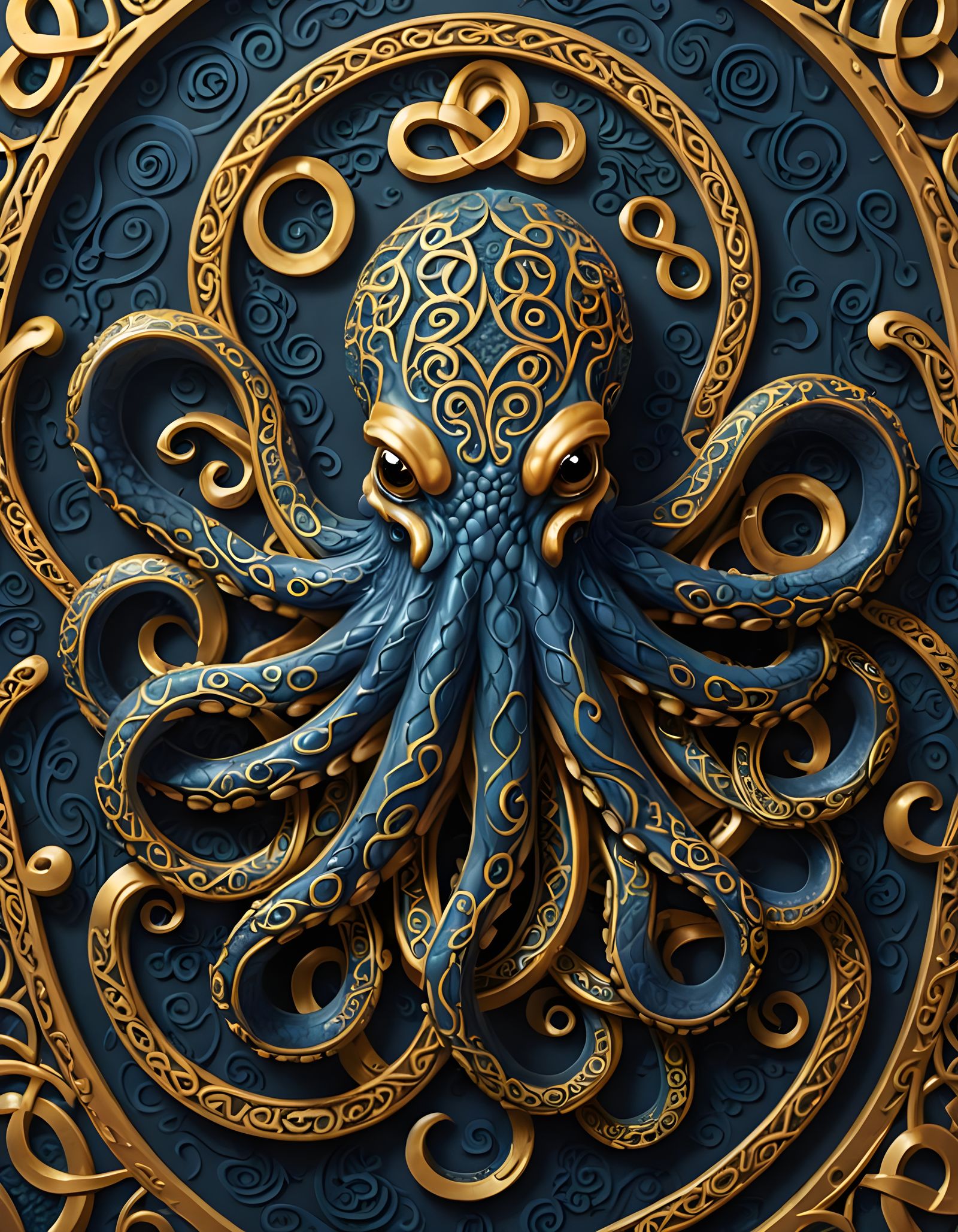 Octopus and Celtic Knots: Detailed Fantasy Art