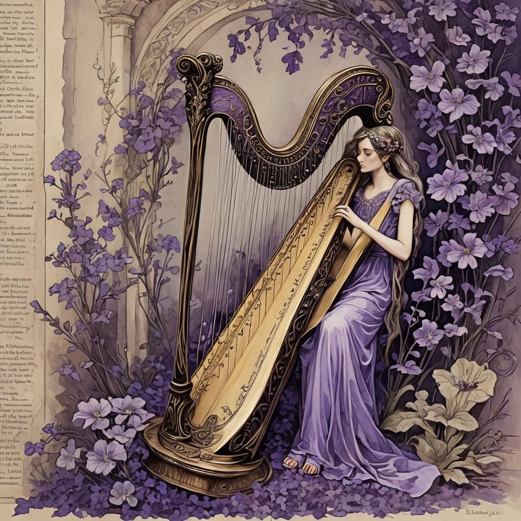 Abstract Purple Shapes in Organic Composition