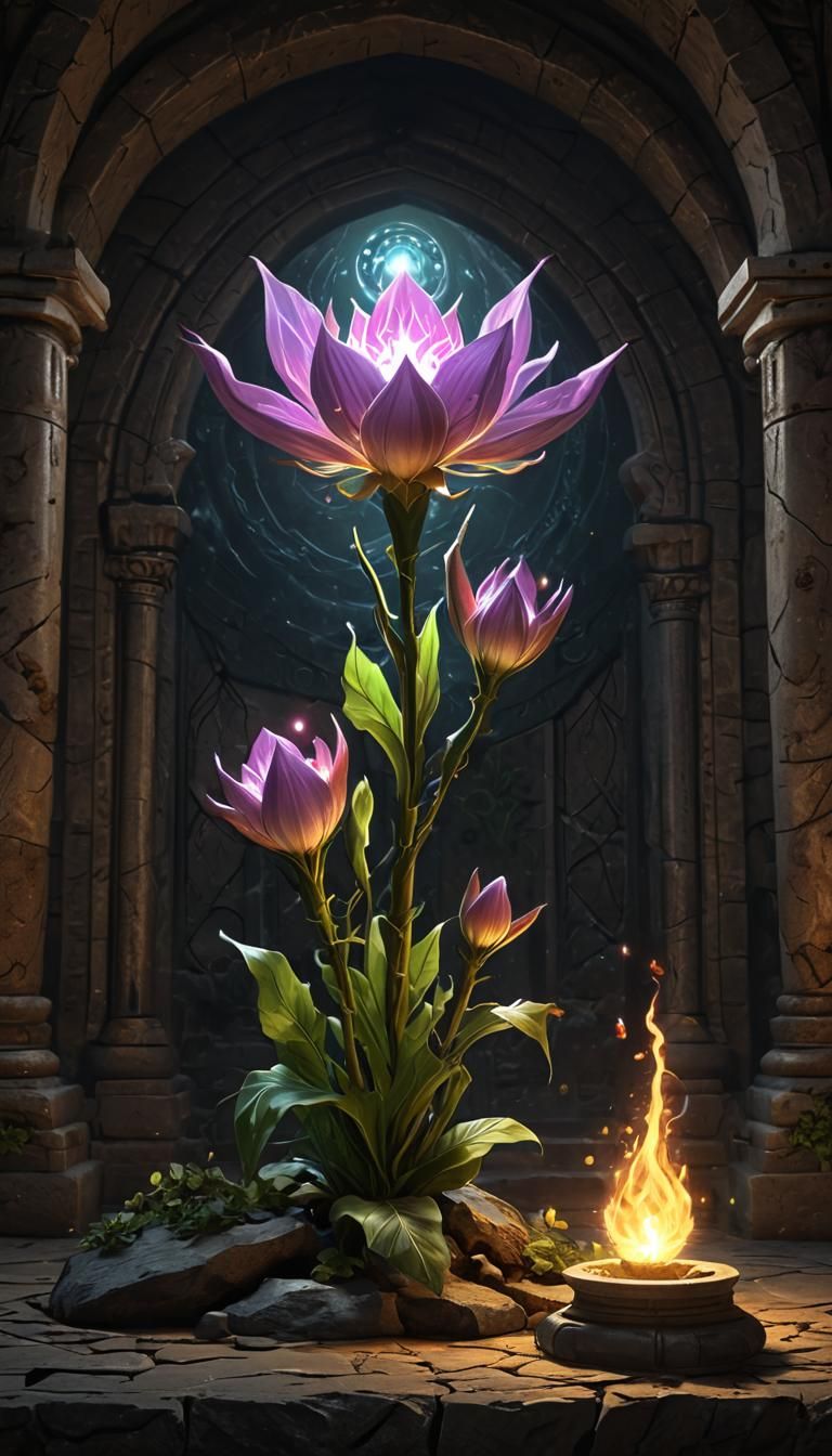 Radiant Divine Flower in Dungeons and Dragons Style