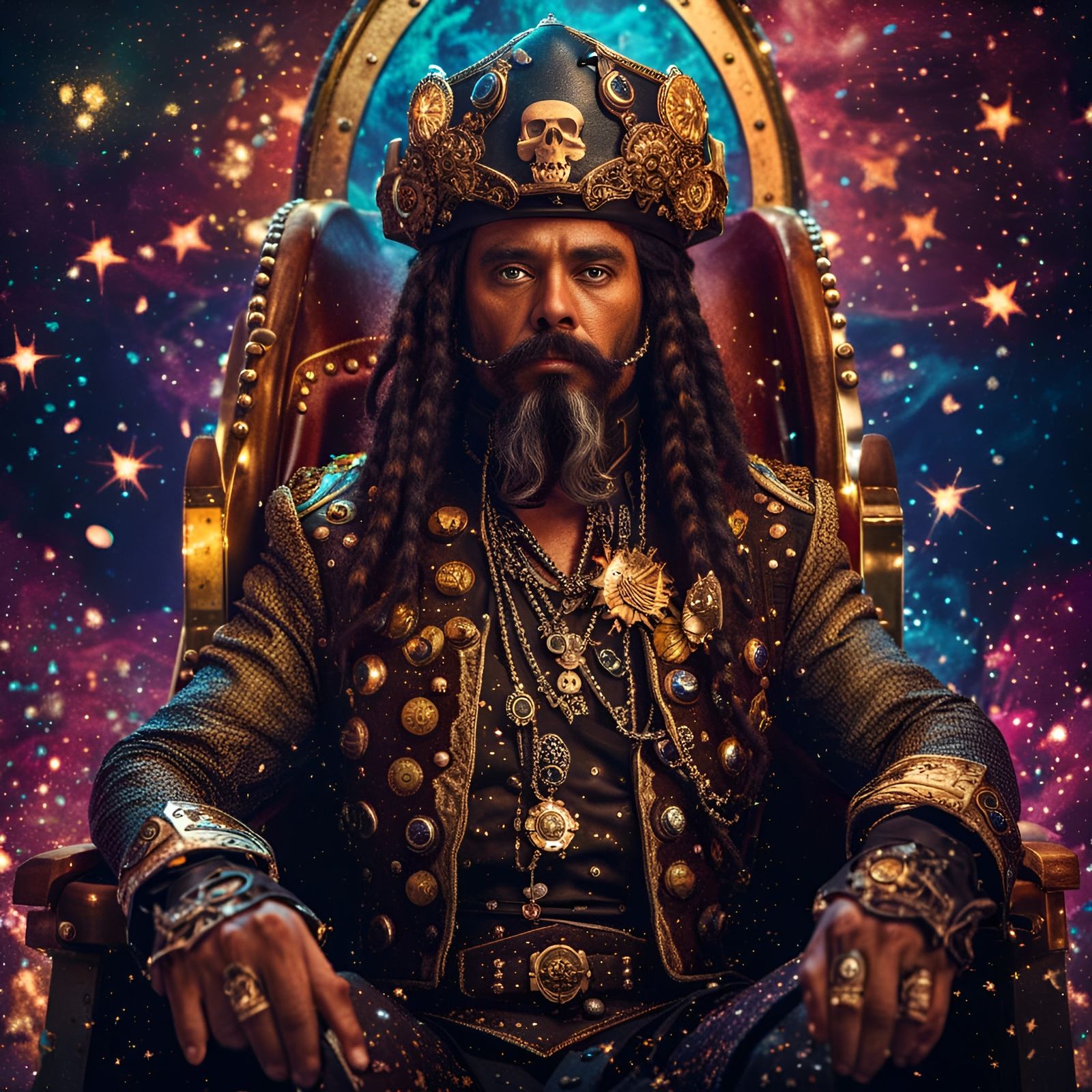 Cosmic Space Pirate Captain on Throne