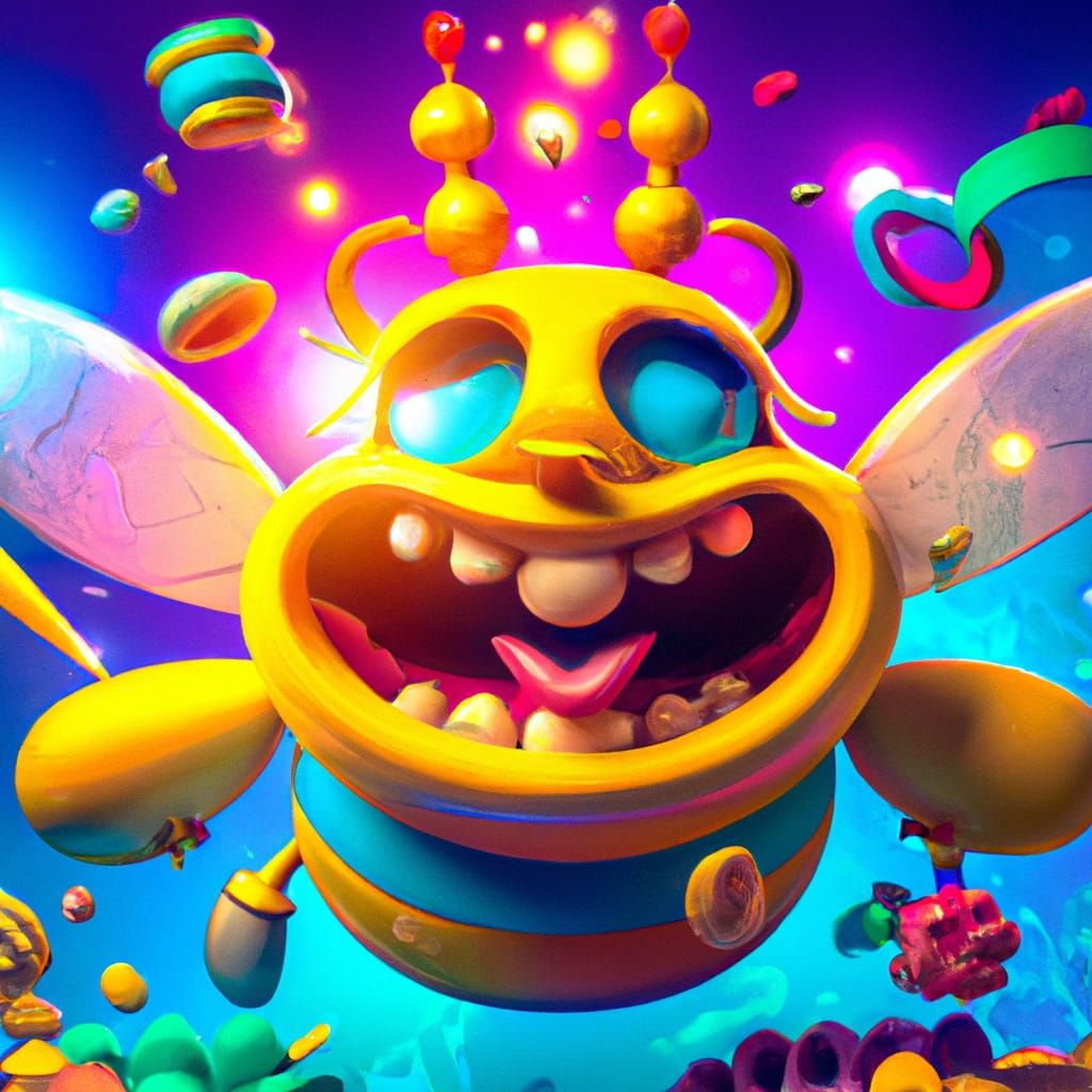 King Bee Emoji Dragon in Flat Vector Art