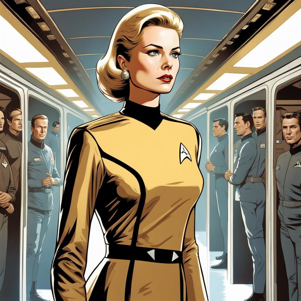 Grace Kelly as Star Trek Captain in Comic Style
