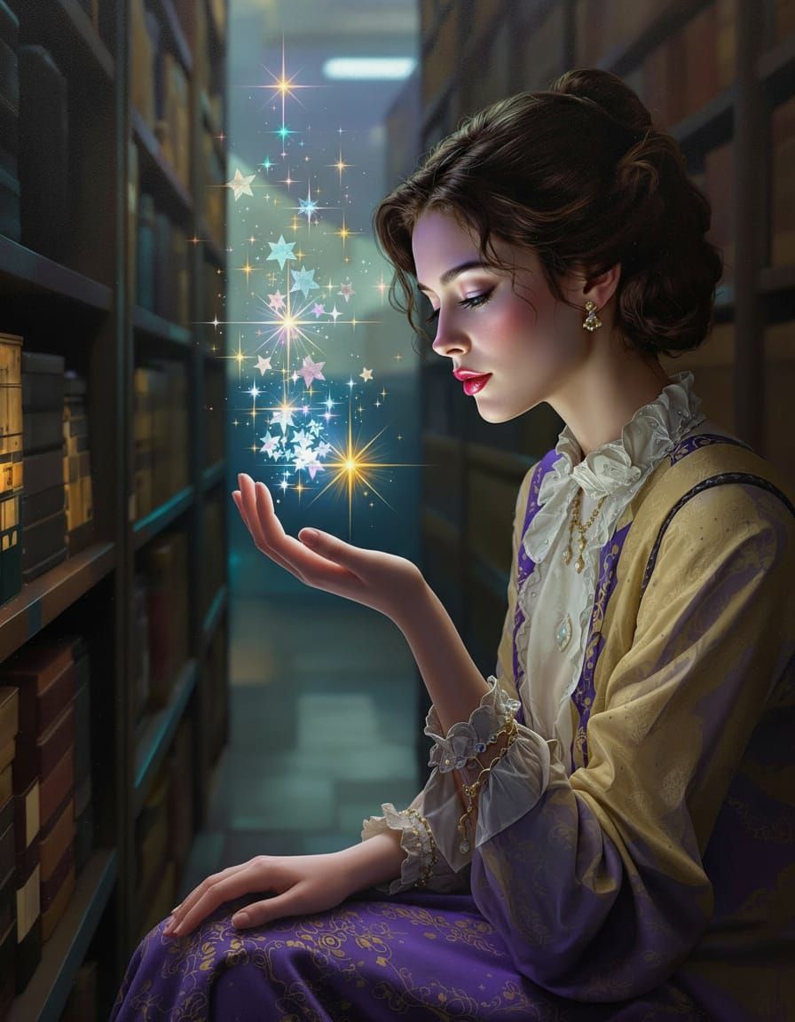 Archivist Holding Love Letter as Digital Oil