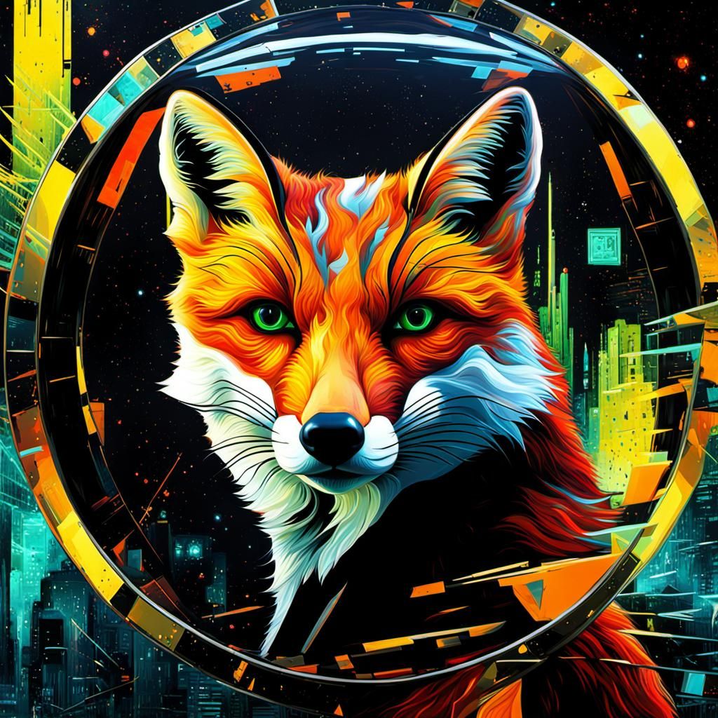 Anxious Futuristic Fox, Shattered Mirror, Cybernetic Implant...
