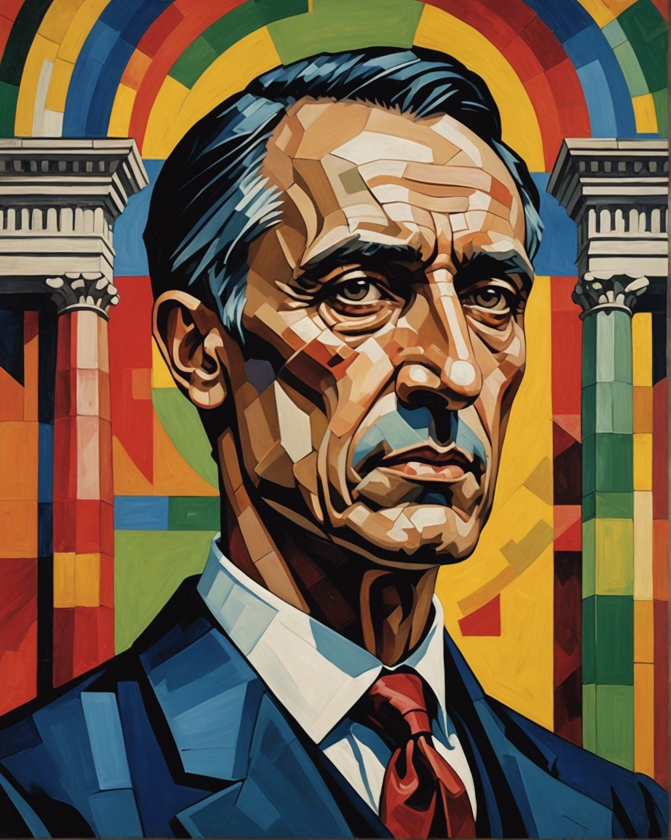 Abstract Cel-Shaded Portrait of Julius Caesar