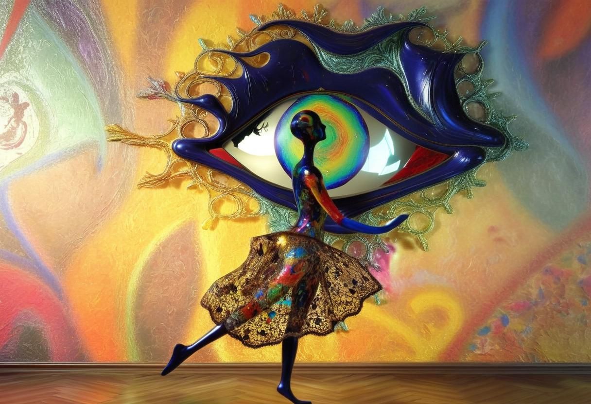 Surreal Chromoshadow Mirror Refraction in Nouveau Style