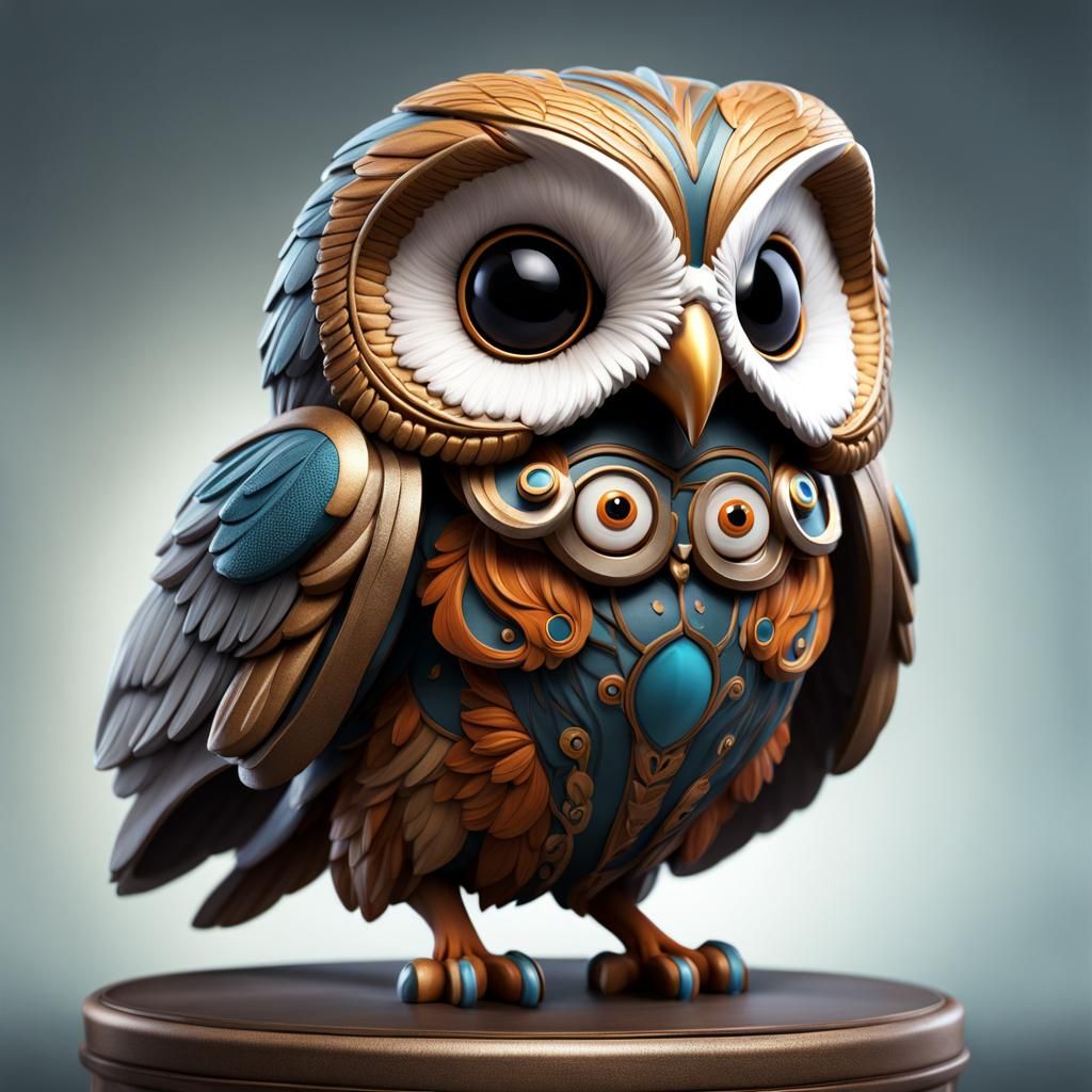 Bobblehead Barn Owl Figurine: Detailed Matte Painting