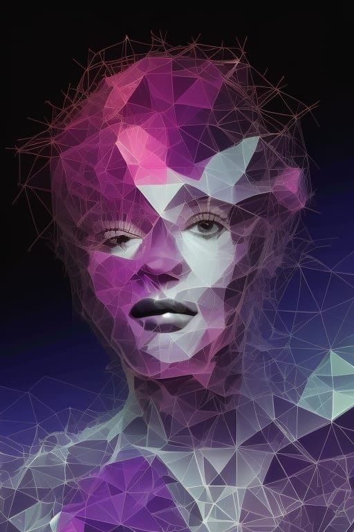 Fractal Woman: A Shattered Mixed Media Portrait