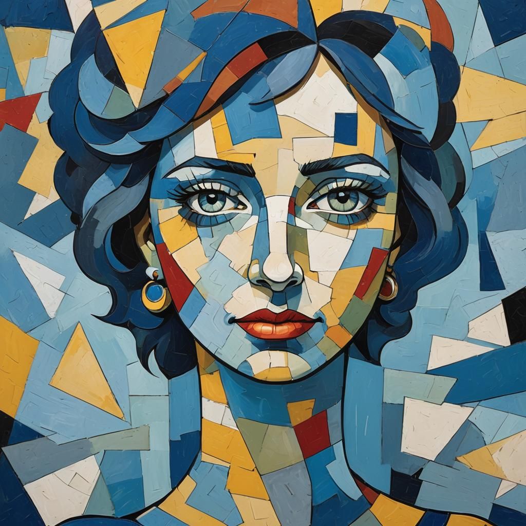 Marge Simpson Cubist Abstract Portrait