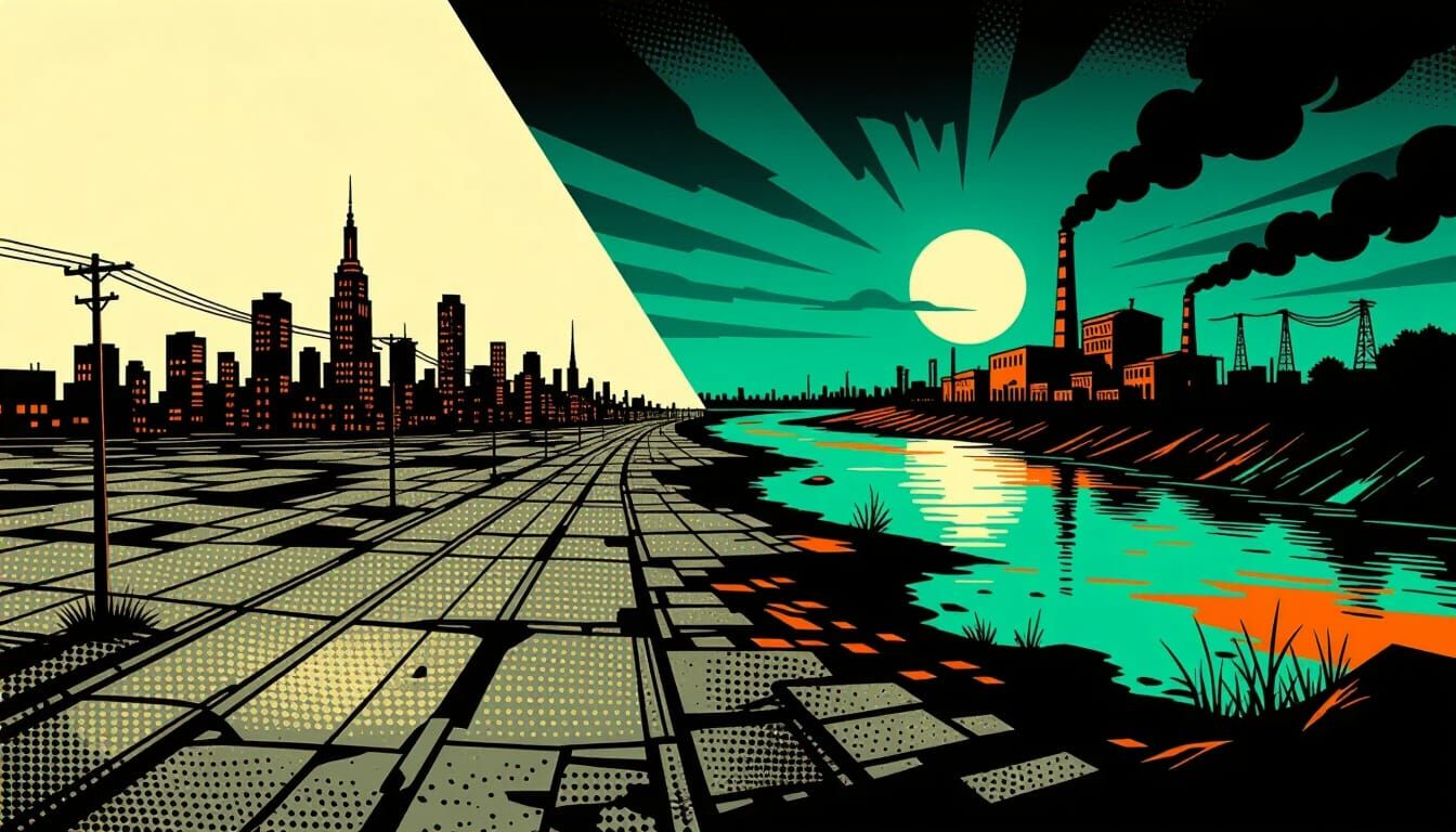 Desolate City in Comic-Book Style