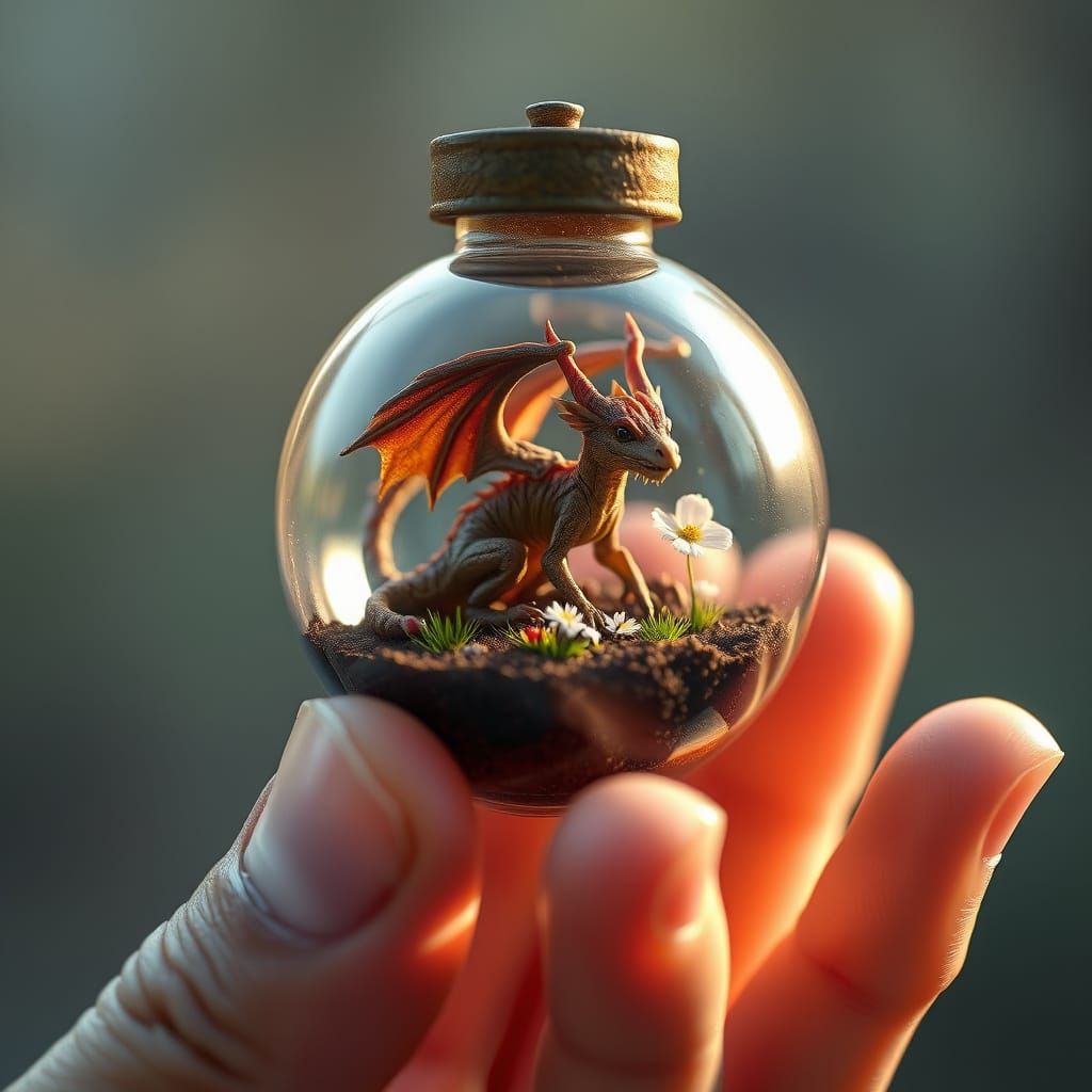 Miniature Fantasy World in Glass Capsule